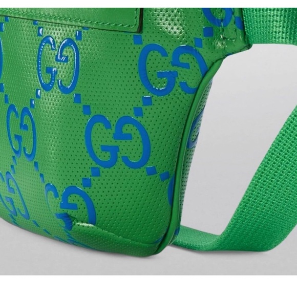 Gucci GG  Embossed Belt Bag Green And Blue New - Picture 3 of 3